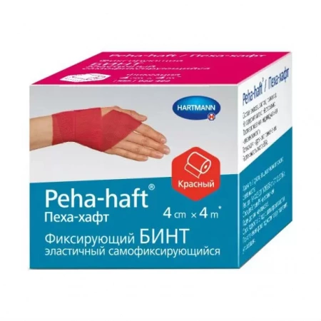 PEHA-HAFT (9324871) самофиксирующийся бинт 4 м х 4 см, красный, без латекса
