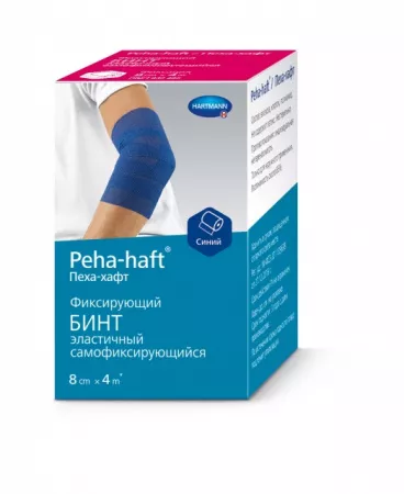 PEHA-HAFT (9324691) самофиксирующийся бинт 4 м х 8 см, синий, без латекса
