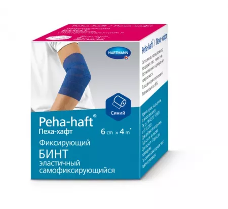 PEHA-HAFT (9324681) самофиксирующийся бинт 4 м х 6 см, синий, без латекса
