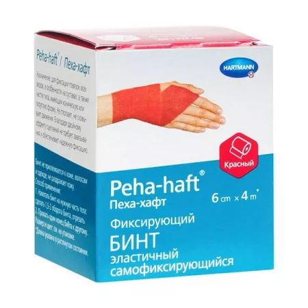 PEHA-HAFT (9324881) самофиксирующийся бинт 4 м х 6 см, красный, без латекса