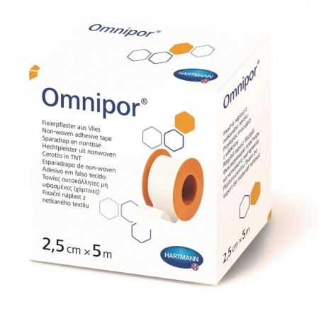OMNIPOR (9004253) пластырь фиксирующий из нетканого материала 2,5см х 9,2м, 1 шт/уп
