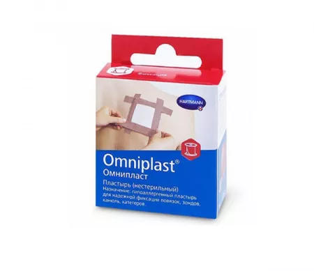 OMNIPLAST (9005041) Пластырь фиксирующий нестерильный (прочная фиксация) 1,25см х 5м, 1 шт/уп