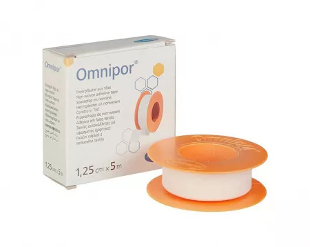 OMNIPOR (9004363) пластырь фиксирующий из нетканого материала 1,25см х 5м, 1 шт/уп