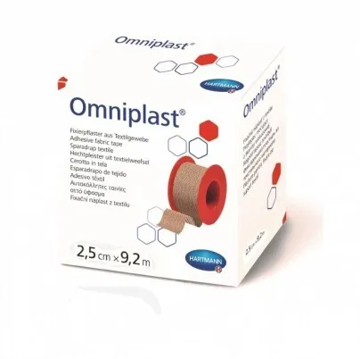OMNIPLAST (9005741) Пластырь фиксирующий из текстильной ткани /цвет кожи/ 2,5см х 9,2м, 1 шт/уп
